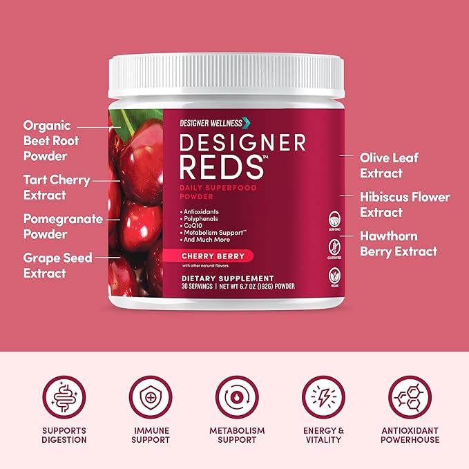Designer Wellness, Designer Greens Superfood Powder with Prebiotics, Probiotics, Antioxidants, and Detox Support, 30 Servings