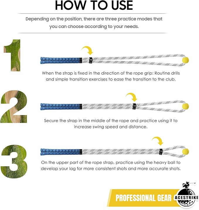 Golf Rope Swing Trainer, Golf Tyro Posture Corrector Professional Golf Training Aid, Master Tempo Golf Warm-Up Practice Equipment with Weighted Ball for Golfers of All Levels