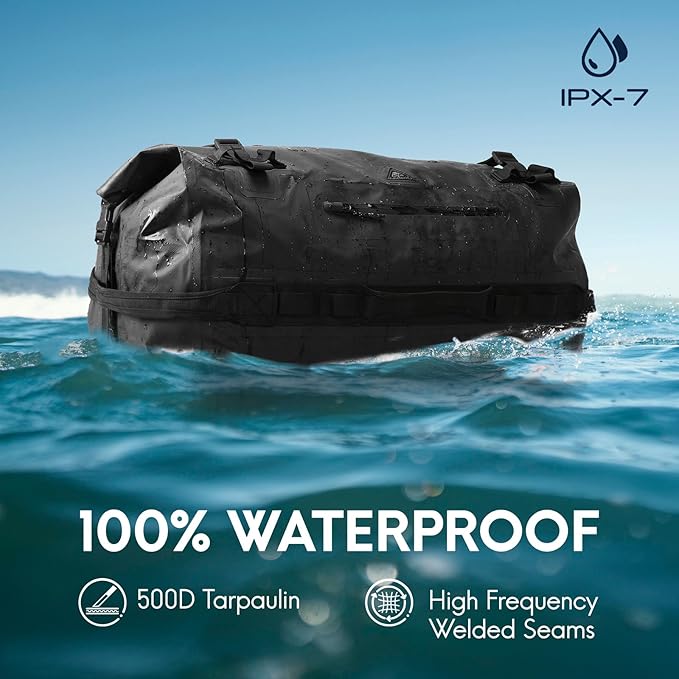Haimont Large Waterproof Duffel Backpack Roll-Top Heavy Duty Dry Duffle Bag for Boating, Travel, Motorcycle, Kayaking, Camping, 60L