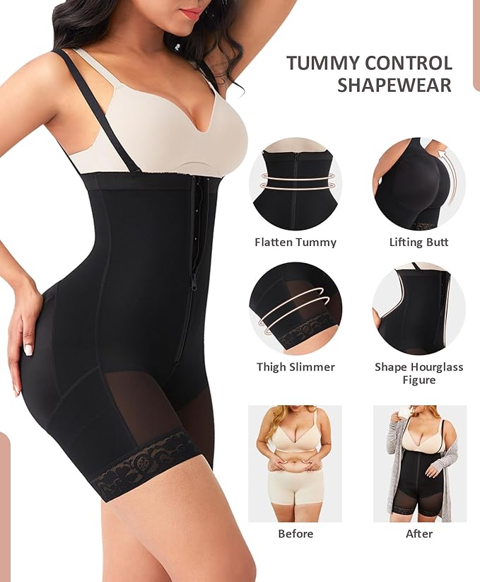 FeelinGirl Faja Body Shaper Tummy Control Shapewear for Women Butt Lifter Post Surgery Fajas Postparto Para Mujer