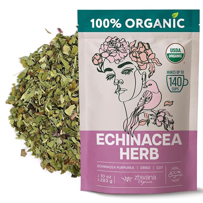 Echinacea Tea Organic (10oz.) – Echinacea Purpurea Herb Loose Leaf - Equinacea Organica - Body Defenses, Immune Support Tea