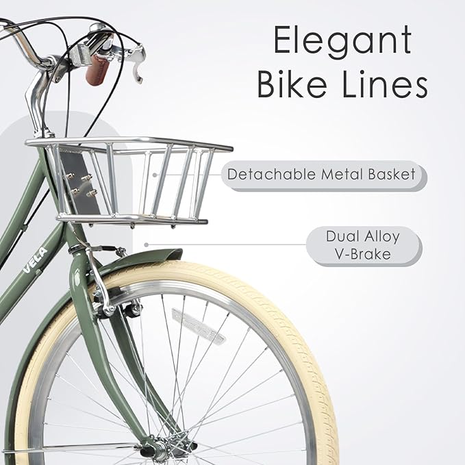 AVASTA Astrid Vela Hybrid Bike for Adult Women Female Lightweight Step Through 26 Inch High Tensile Steel Frame City Commuter Comfort Lady Bicycle, 6-Speed, Multiple Colors