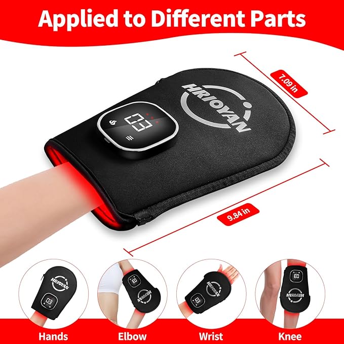 Cordless Red Light Therapy Glove,USB Rechargeable LED Infrared Light Therapy for Pain Relief,Red Light Therapy for Hands Palms Wrists and Elbows,660nm & 850nm,with Zipper Design