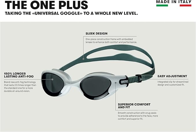ARENA Unisex Adult The One Plus Swim Goggles Watertight Fit Orbit-Proof Seals Anti-Fog Coating Fitness Swimmers Triathletes