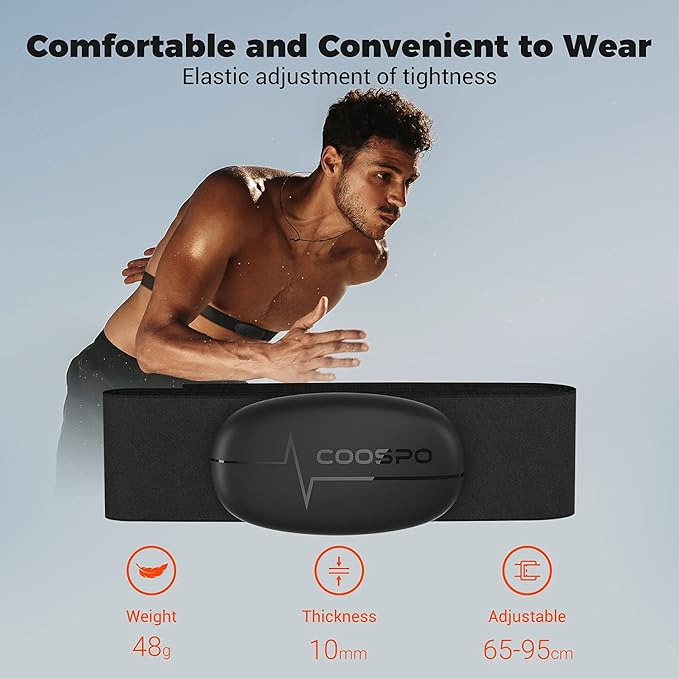 COOSPO H6 Heart Rate Monitor Chest Strap Bluetooth 4.0 ANT+ IP67 Chest Heart Rate Sensor for Peloton Polar DDP Yoga Map My Ride Garmin Sports Watches
