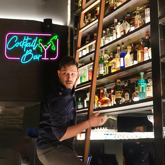 Cocktail Bar Neon Sign for Wall Decor Led Women Sign USB Goblet light up sign Dimmable Cocktail neon Light for Bar Club Pub Store Home Decor
