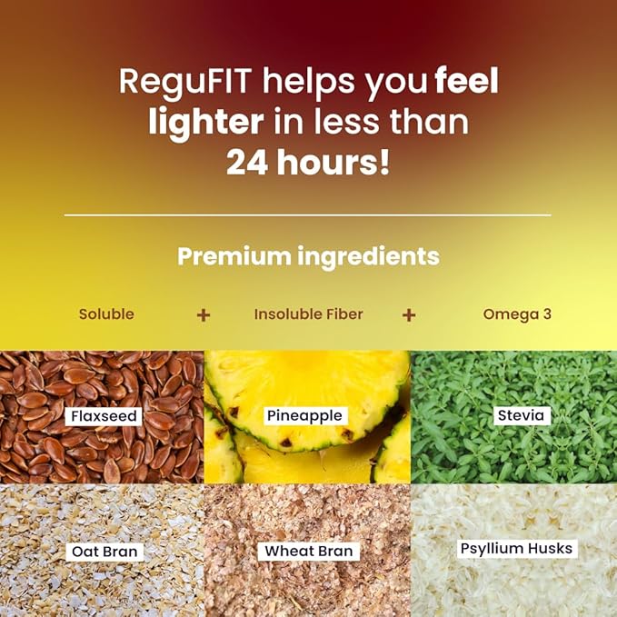 Fiber Powder to Supports Bloating Relief & Gut Health, Helps Maintain Regularity, Prebiotic, Superfood, Omega-3 ALA, Pineapple Flavor, 30 svgs