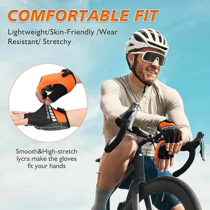 Cycling Gloves with Shock-Absorbing Pad, Extra Grip, Flexible Fit, Light Weight, Breathable for Men and Women Mountain Biking