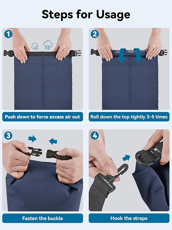 HEETA Waterproof Dry Bag for Women Men(Upgraded Version) 5L/10L/20L/30L/40L Roll Top Lightweight Dry Storage Bag Backpack with Emergency Whistle for Travel, Swimming, Boating, Kayaking, Camping, Beach