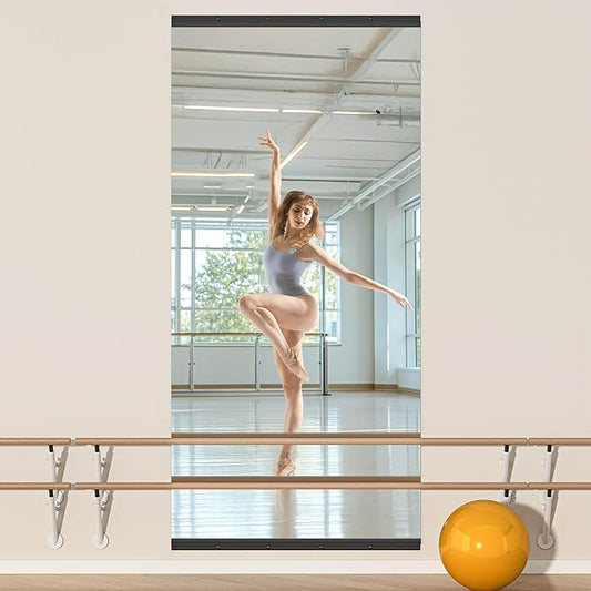 Hasipu 83''x39'' Home Gym Mirror Large Full Length Wall Mounted Full Body Mirror for Yoga Dance Fitness Exercise Studio Bedroom Garage, Frameless Tempered Glass Workout Mirrors Black Rectangular