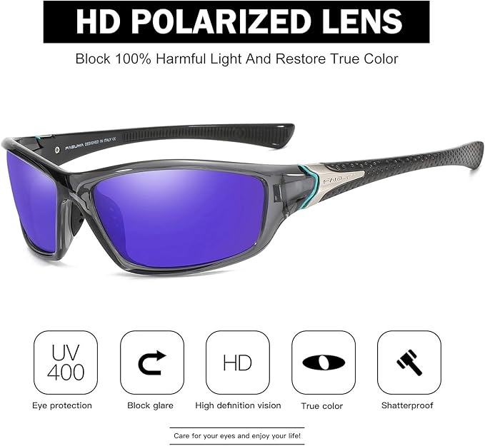 FAGUMA Sports Polarized Sunglasses For Men Cycling Driving Fishing UV400 Protection