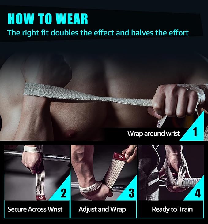 HiRui Cotton Lifting Wrist Straps (Pair) for Weightlifting Powerlifting Bodybuilding Strength Training | Wrist Support Wraps for Enhanced Grip & Stability - Soft & Durable, 13 inch Fits All