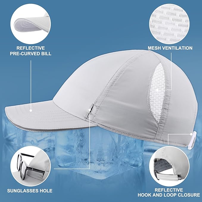 Connectyle Mens Womens Quick Dry Performance Running Cap Lightweight Reflective Sports Hat UPF 50+ Outdoor Athletic Sun Cap