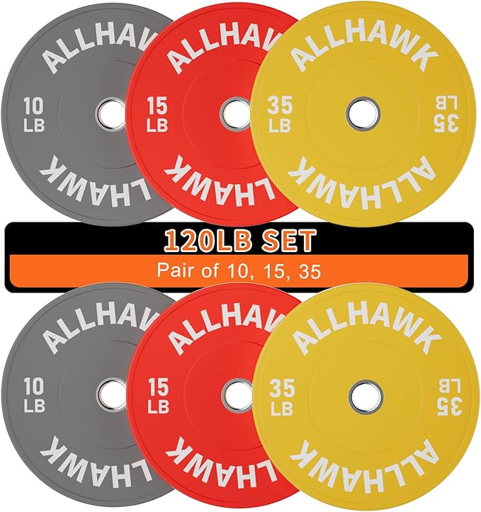 Colored Olympic Weight Plates, 2-inch Rubber Bumper Plate Set for Home Gym Barbell Weight Lifting and Strength Training