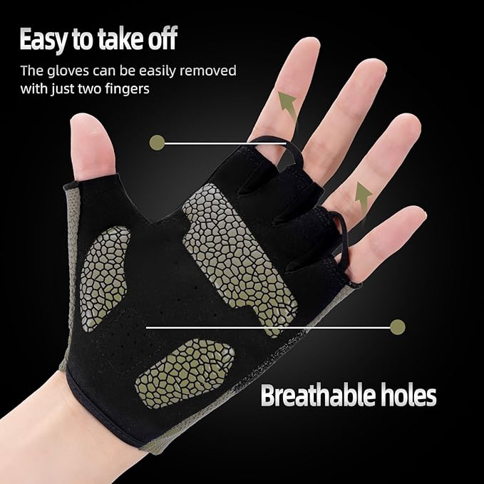 Cycling Gloves for Men Women, Half Finger Bike Gloves for Biking, Gym, Weight Lifting, Rowing, Riding, Outdoor Sports