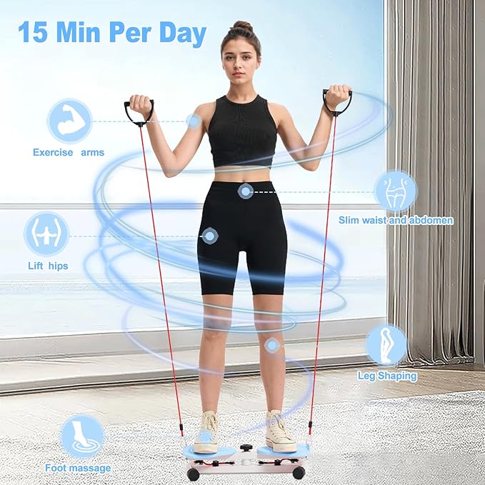 HOTSWEAT Waist Twister, Exercise Twist Boards Twisting Waist Machine for Women Belly Fat, Noiseless Ab Twister Machine with Resistance Bands, Waist Sculptor for Home Gym