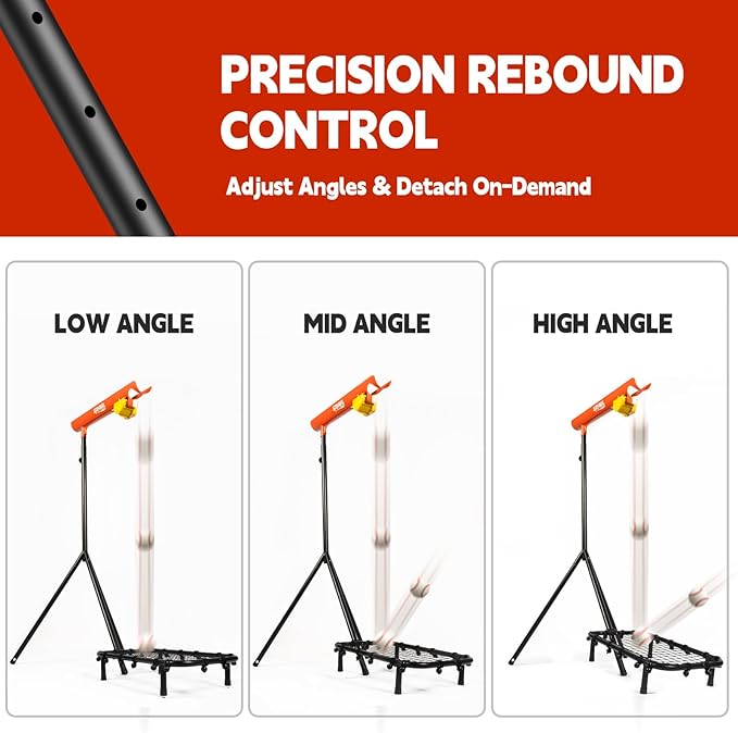 Baseball Auto Soft Toss Trainer with Rebound Net - Adjustable Height 52"-72", 8-Ball Capacity, 6/8/10s Auto-Drop, Rebound Net & Carry Bag - for Baseball & Softball Training Equipment