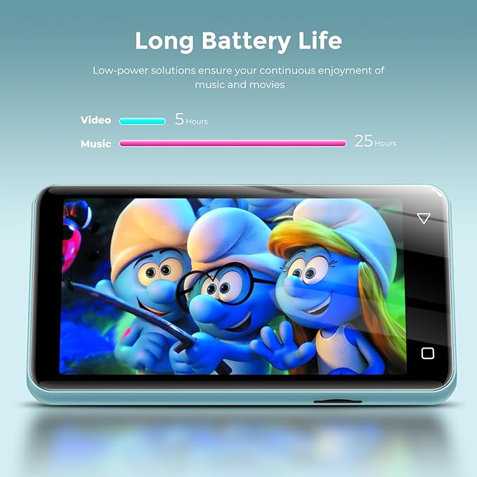 innioasis 80GB MP3 Player with Bluetooth and WiFi, MP3 Player for Kids with Spotify, Spotify Kids, Pandora, Audible, 4.0" Touch Screen Music Player with Parental Controls, Up to 1TB (White+ Sky-Blue)