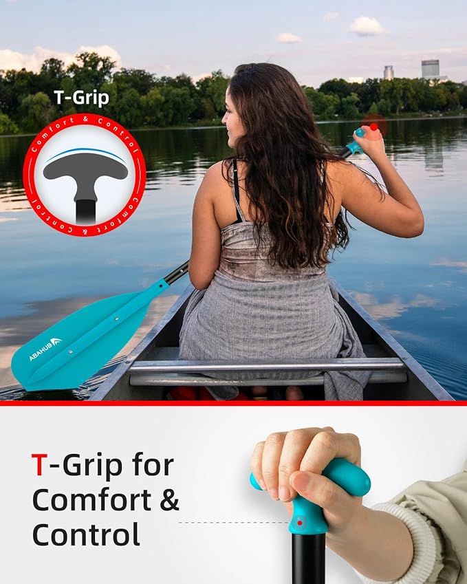 Abahub Adjustable Canoe Paddle Aluminum Shaft, 4'3''-5'3''/130cm-160cm, Floatable Oar for Canoeing Boating Kayaking