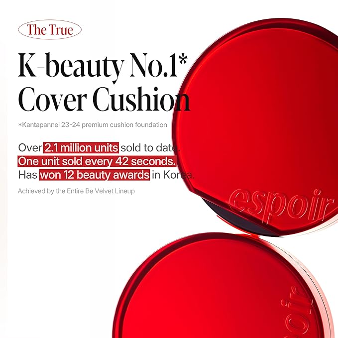 espoir [NEW] Be Velvet Cushion Foundation | Quick and Easy Coverage with Long-lasting Color by Zero Oxidation (#13 Porcelain, 0.46 Ounce (Pack of 1))