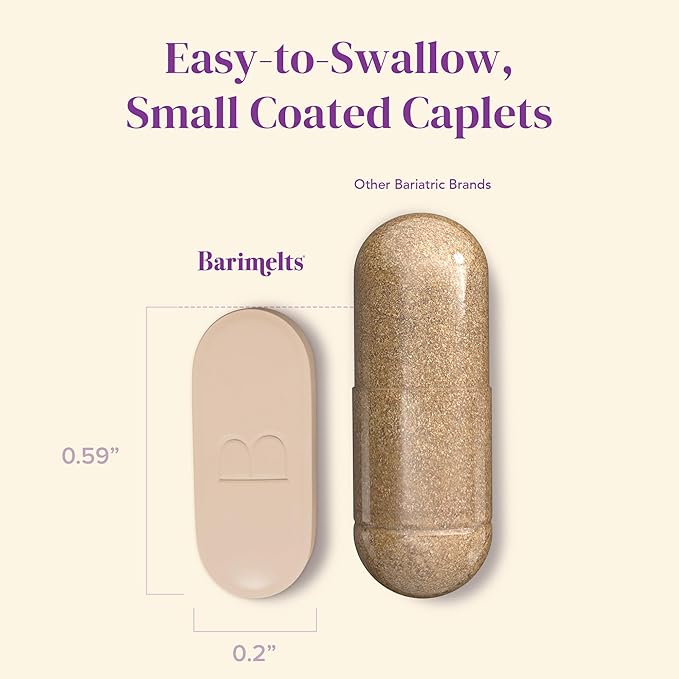 Barimelts Hair Health+ for GLP-1 Users and Bariatric Patients - Hair Growth Supplement Helps Reduce Visible Hair Thinning - 30 Smooth-Coated Caplets (1-Month Supply)