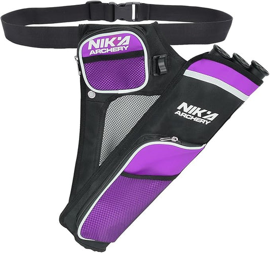 Archery Arrow Quiver Holder, 3-Tubes Hip Quiver Arrow Bag with Adjustable Belt for Youth & Adults Arrows Hunting Target Practicing