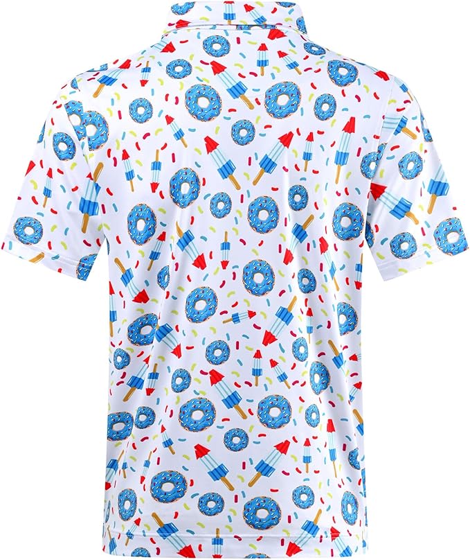 DEOLAX Mens Polo Shirts Fashion Print Mens Golf Shirt Dry Fit Mens Golf Polo Short Sleeve Quick Dry Funny Golf Shirt for Men