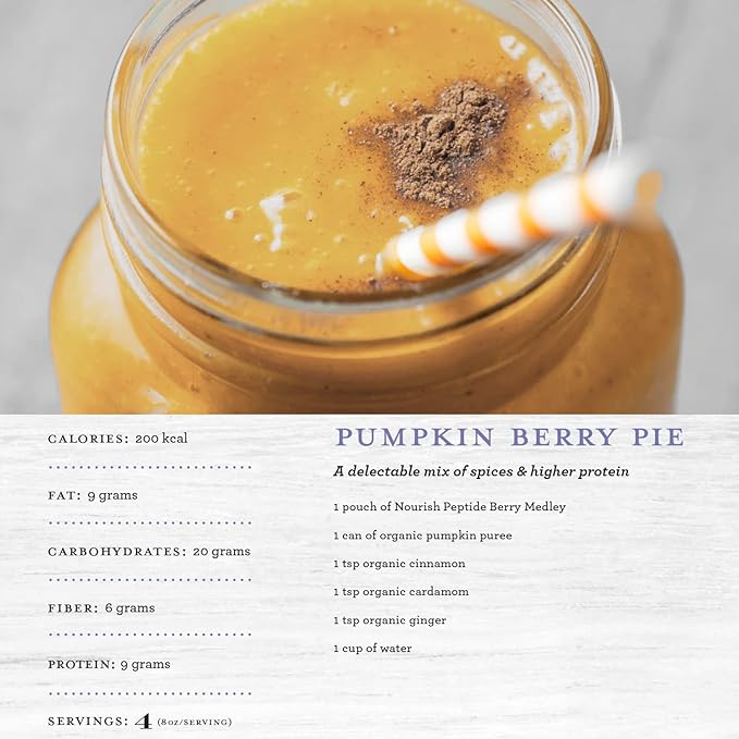 Functional Formularies Nourish Berry Medley Peptide Formula, Organic Tube Feeding Formula and Nutritional Meal Replacement Supplement, 12 Oz Pouch, Pack of 24