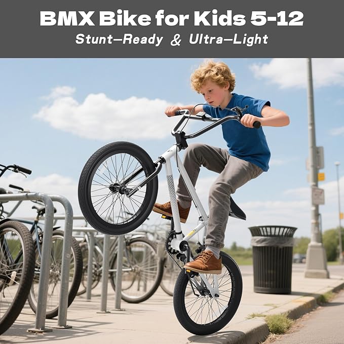 67i Boys BMX Bike 18/20 Inch Ages 8-12 Kids Bicycle with Front Rear U Brake Adjustable Seat Iron Fork 2.09" Wide Tires