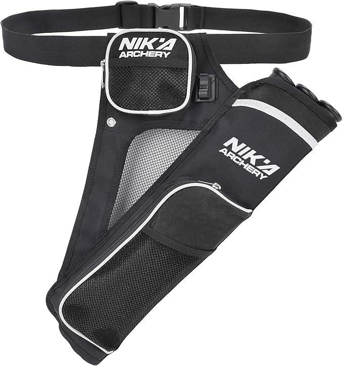 Archery Arrow Quiver Holder, 3-Tubes Hip Quiver Arrow Bag with Adjustable Belt for Youth & Adults Arrows Hunting Target Practicing