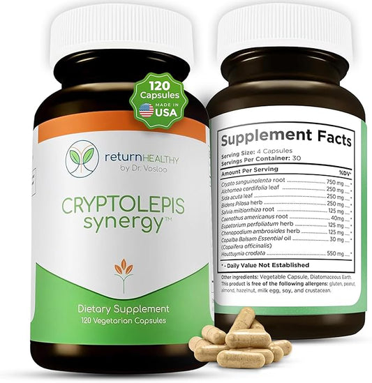 Cryptolepis Synergy, Immune Support Vitamins, Immune System Booster for Adults, Liver, Lymphatic, & Immune Support Supplement, Supports Lyme & Natural Parasite Defense, 120 Capsules
