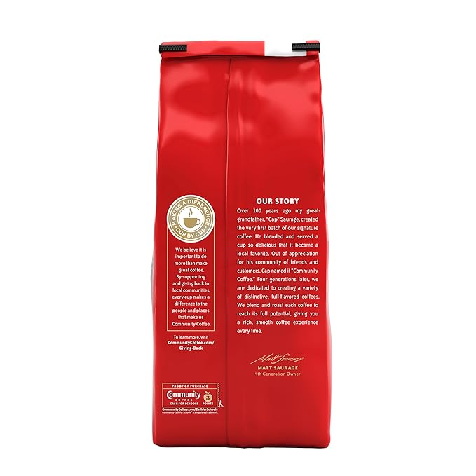 Community Coffee Signature Blend, 128 Ounces Ground Coffee, Dark Roast, 32 Ounce Bag (Pack of 4)