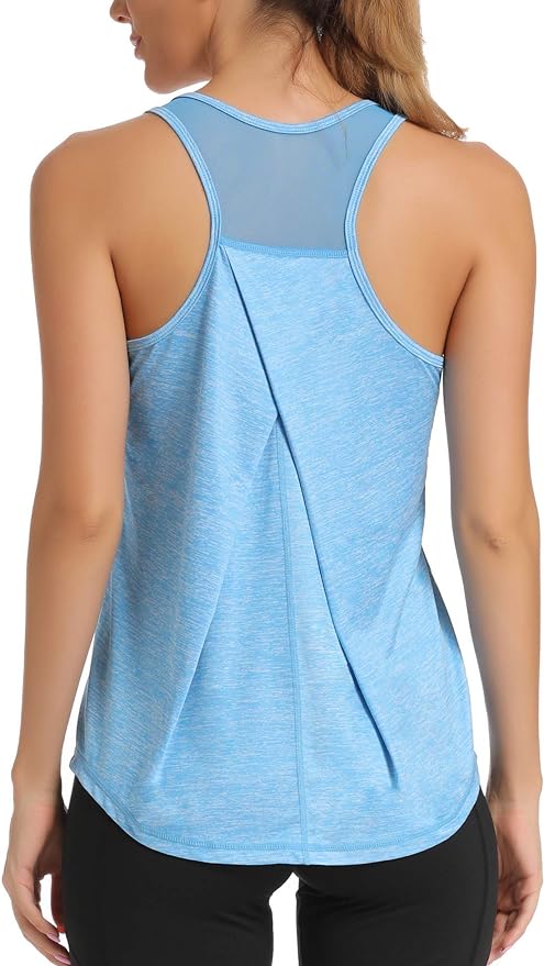 Aeuui Womens Workout Tops for Women Racerback Tank Tops Mesh Yoga Shirts Athletic Running Tank Tops Sleeveless Gym Clothes