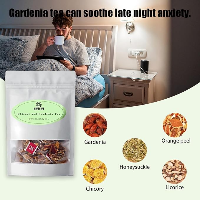 Detoxifying tea, Nature Chicory & Gardenia Herbal Tea -Herbal detox for weight management, metabolism, bloating, and healthy blood sugar maintenance, Natural Sugar-Free Herbal Tea (2pcs)