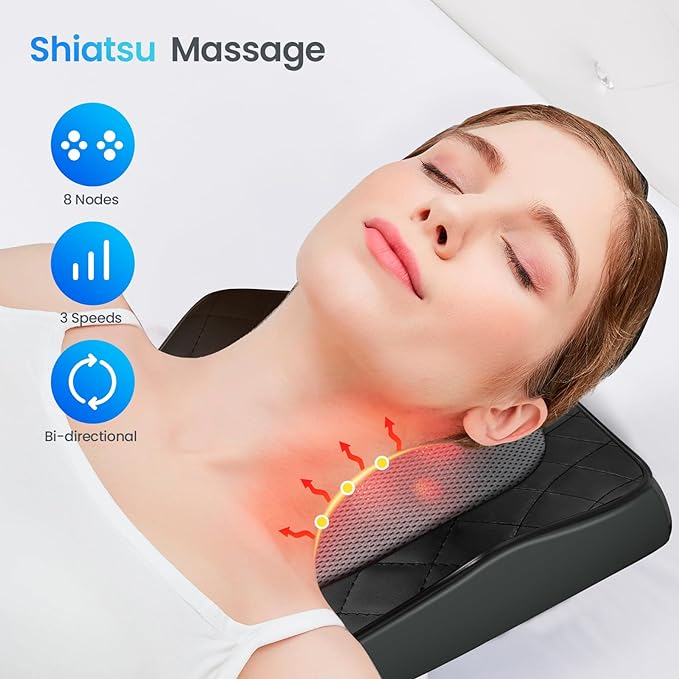 Back and Neck Massager, FSA Eligible HSA Store Massager for Pain Relief Deep Tissue, Heated Massage with Vibration, Massage Pillow for Neck, Back, Shoulder, Leg, Gifts for Men Women