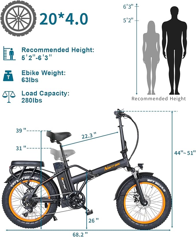 Fat Tire Folding Electric Bike, 48V & 624Wh Lithium Removable Battery, Peak 1100W Brushless Motor, Max Speed 28Mph, M5 Large LCD Display, Suspension, Step-Over/Thru Frame