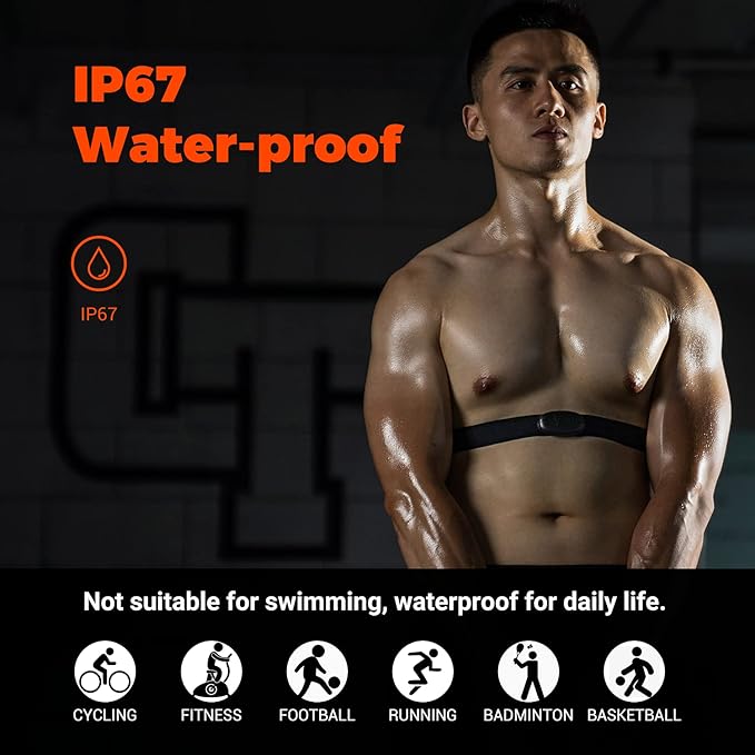 COOSPO Heart Rate Monitor Chest Strap, Bluetooth ANT+ Heart Rate Monitor Chest Sensor with 400H Battery, HRM Works with Strava/Wahoo Fitness/Polar Beat/Peloton/DDP Yoga App