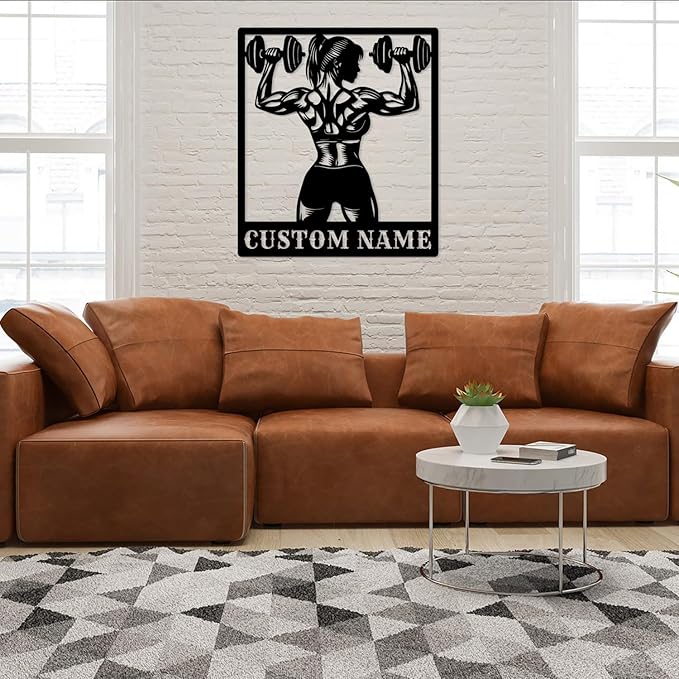 Customized Metal Gym Name Sign, Personalized Sports Room Wall Art,Metal Gym Sign,Unique Fitness Wall Sign, Gym Lovers Unique Gift, Gym Wall Art,Training Center Sign (Style-13)