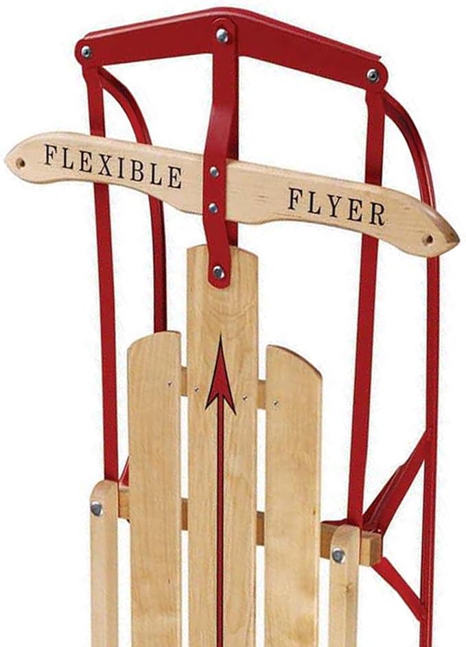 Flexible Flyer Metal Runner Sled. Steel & Wood Steering Snow Slider