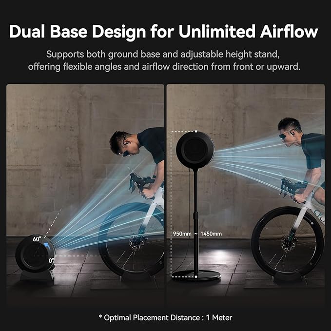 CYCPLUS Smart Indoor Cycling Fan, BLDC Motor Drive, 5 Speed Modes with Remote and APP Control, Low-Noise Bluetooth/ANT+ Cycling Fan for indoor Bike Trainers, Stationary/Spin Bikes, Cross Training