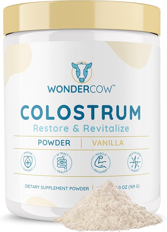 Colostrum Supplement Powder for Gut Health, Immune Support, Muscle Recovery & Wellness | Natural IgG Pure Whole Bovine Colostrum Superfood, Vanilla, 60 Servings