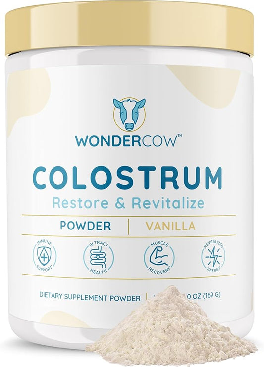 Colostrum Supplement Powder for Gut Health, Immune Support, Muscle Recovery & Wellness | Natural IgG Pure Whole Bovine Colostrum Superfood, Vanilla, 60 Servings