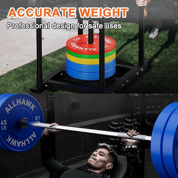 Colorful Olympic Bumper Plates, 2-inch Stainless Steel Insert, Virgin Rubber Weight Plate Set for Barbell Weight Lifting and Strength Training Home Gym