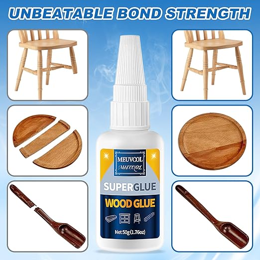 Extra Strong Wood Glue - 100g Fast Drying Super Glue for Heavy Duty Furniture & Garden, Clear, DIY & Crafts