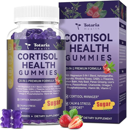 Cortisol Supplements for Women & Men 20-in-1 Cortisol Gummies with Ashwagandha Rhodiola Rosea Magnesium Phosphatidylserine Calm Focus Mood Support Healthy Cortisol Levels 30 Day Supply