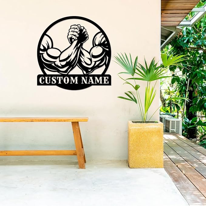 Customized Metal Gym Name Sign, Personalized Sports Room Wall Art,Metal Gym Sign,Unique Fitness Wall Sign, Gym Lovers Unique Gift, Gym Wall Art,Training Center Sign (Style-10)