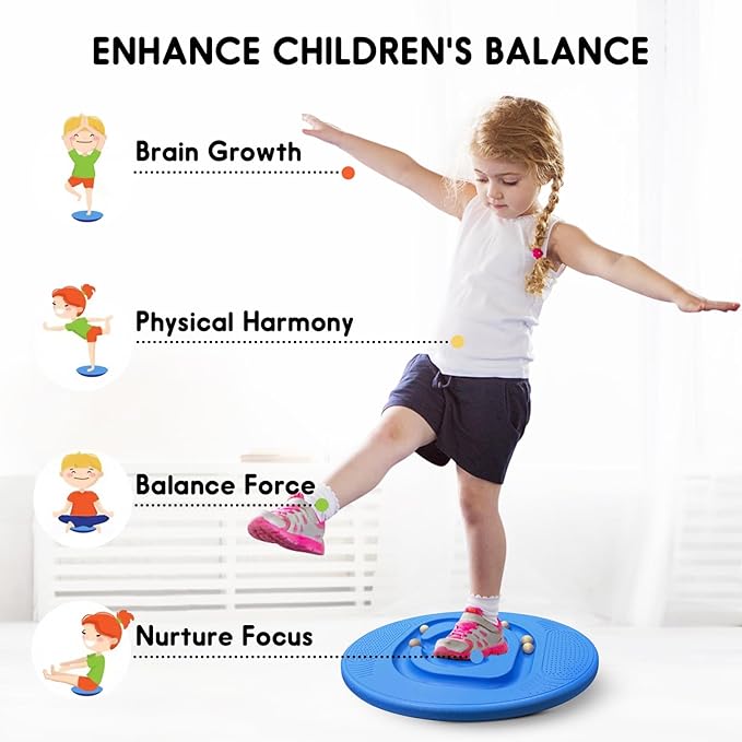 Balance Board for Kids with Maze - Plastic Wobble Board for Skiing Surfing Snowboard Training, Non-Slip Sensory Rocker Board for Toddlers 3-12, Core Strength Physical Therapy Equipment & Skateboard Balance Trainer