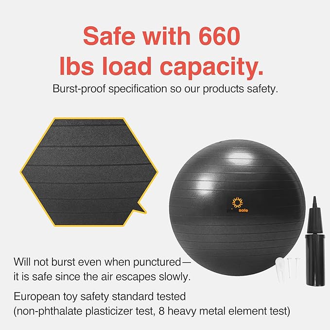 Exercise Ball for Balance Stability Fitness Workout Yoga Pilates at Home Office & Gym Birthing Ball for Pregnancy, Office Ball Chair