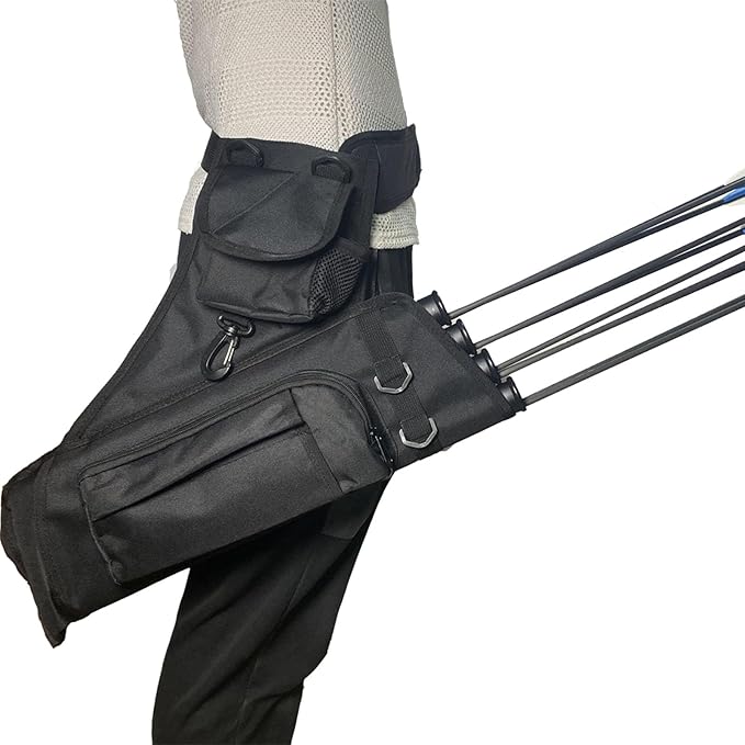 Archery Hip Quiver for Arrows with 4 Arrow Tubes Arrow Holder, Pockets for Accessories and Waist Belt