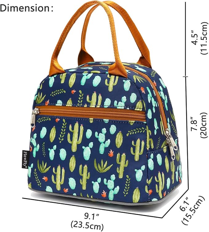 FlowFly Insulated Lunch Cooler Bag - Tote Bag Organizer for Women/Men, Cactus